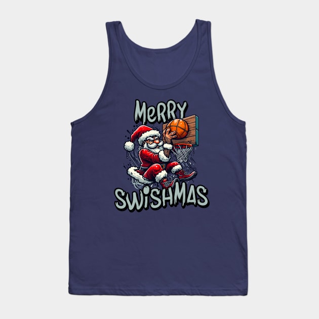 Merry Swishmas - Basketball Santa Tank Top by TwistedCharm